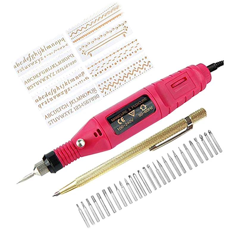 Electric Micro-Engraver Pen Mini Diy Engraving Tool Kit For Metal Glass Ceramic Plastic Wood Jewelry With Scriber Etcher 30 Bits router bits for wood