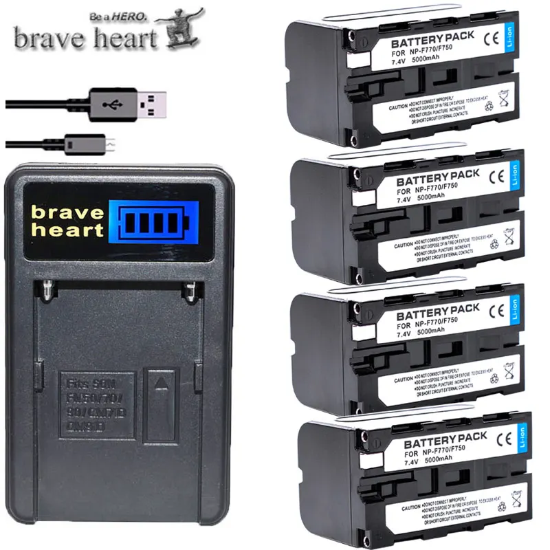 4x bateria NP-F770 NP-F750 NP F770 np f750 NPF770 750 аккумуляторы + зарядное устройство с ЖК-дисплеем USB
