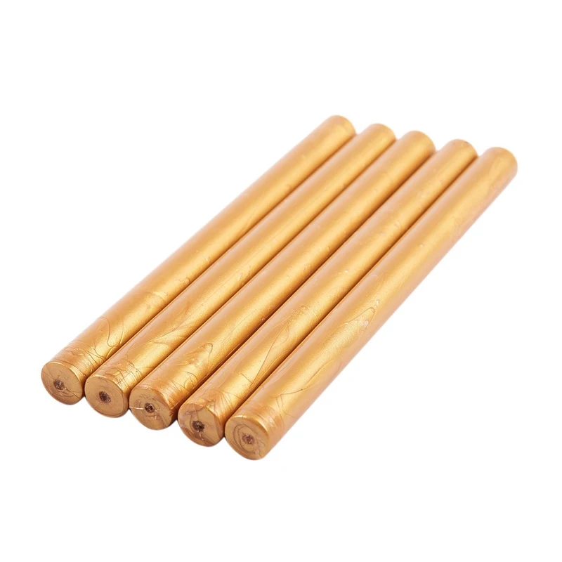 5pcs Wax Stamp Stick Baton Vintage Flexible Round To Seal Letter Post Gold | Канцтовары для офиса и дома