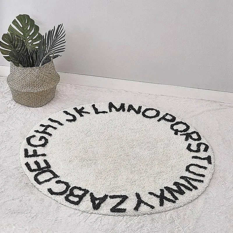 

Hot Abc Alphabet Kids Crawling Play Mat - Super Soft Knitting Educational Washable Area Rugs Round 120CM Diameter
