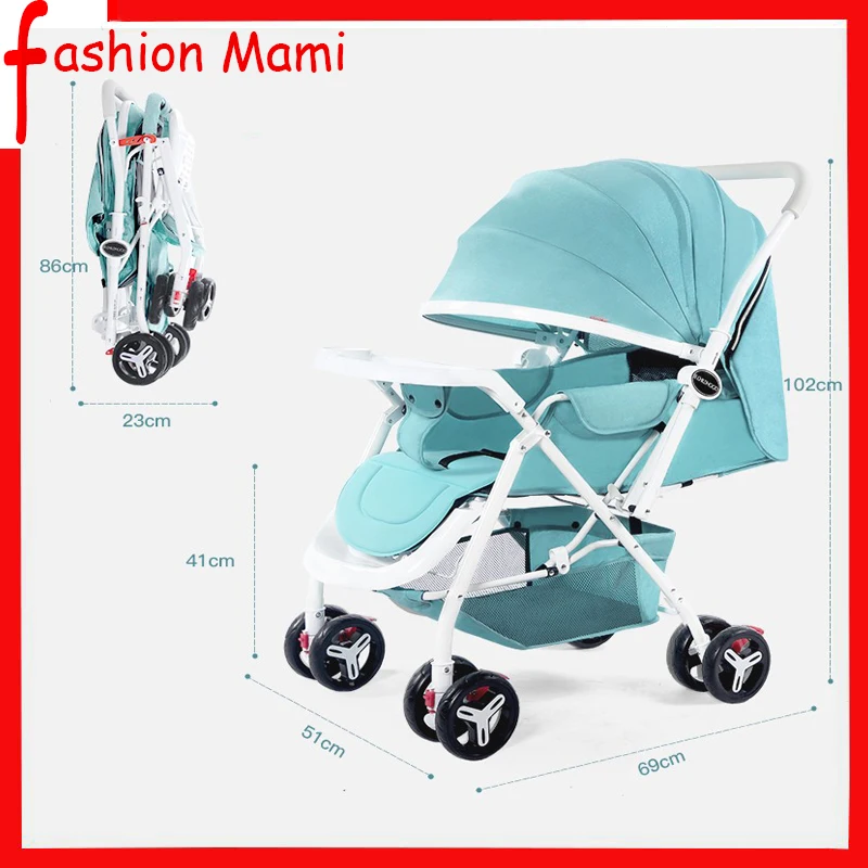 

Baby stroller two-way implementation of ultra-light and easy folding BB stroller stroller four-wheeled trolley