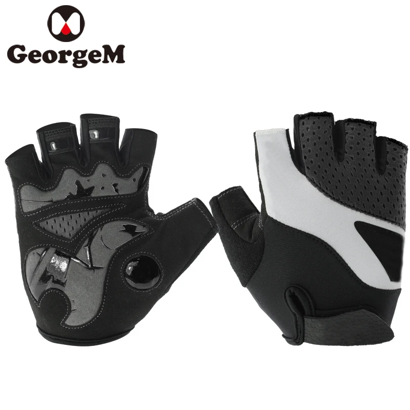 Черный GOMGIRONA Motociclista, велосипедные перчатки с полупальцами, спортивные, для фитнеса, для езды на велосипеде, для пешего туризма, для катания на лыжах, противоскользящие перчатки для горного велосипеда - Цвет: Черный