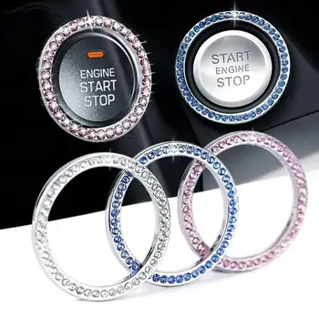 

40mm/1.57" Auto Car SUV Bling Decorative Accessories Automobiles Start Switch Button Diamond Ring Circle Trim