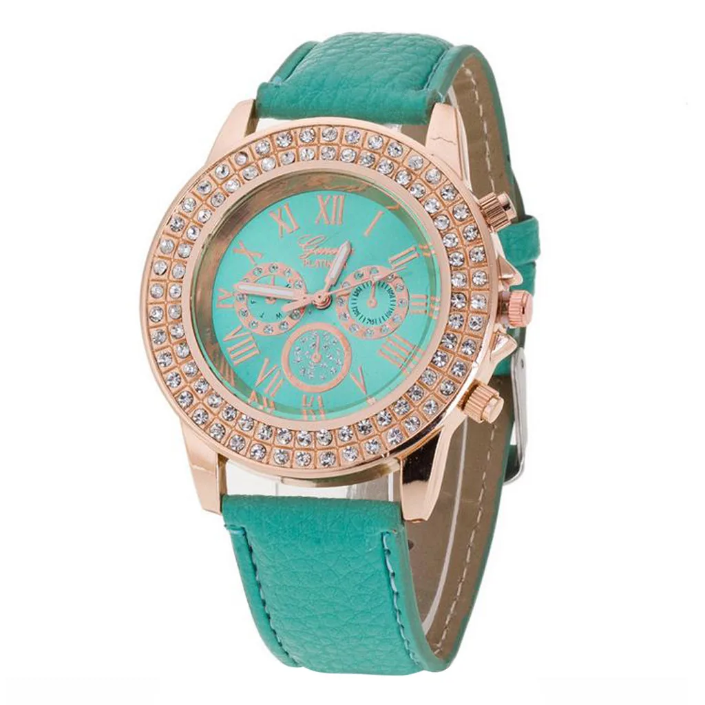 

Womans Watch Ladies Rhinestone Tend Watch Crystal Dial Quartz Analog Leather Bracelet Wrist Watch White Watch Reloj Mujer 2019