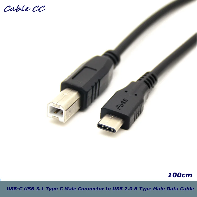 Самое лучшее качество 100 см USB C 3 1 Тип со штекером 2 0 B Мужской кабель для передачи данных сотового телефона