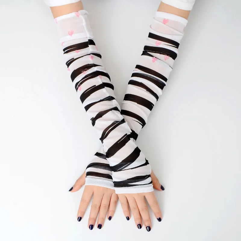 Новый летний Солнцезащитный Женский нарукавник, шелковые перчатки для вождения, антиуф, ледяные, милые, с рукавами для девочек