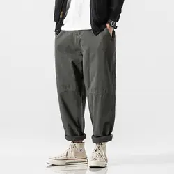 Осенние новые мужские прямые брюки модные однотонные повседневные рабочие брюки мужские уличные свободные шаровары в стиле хип-хоп