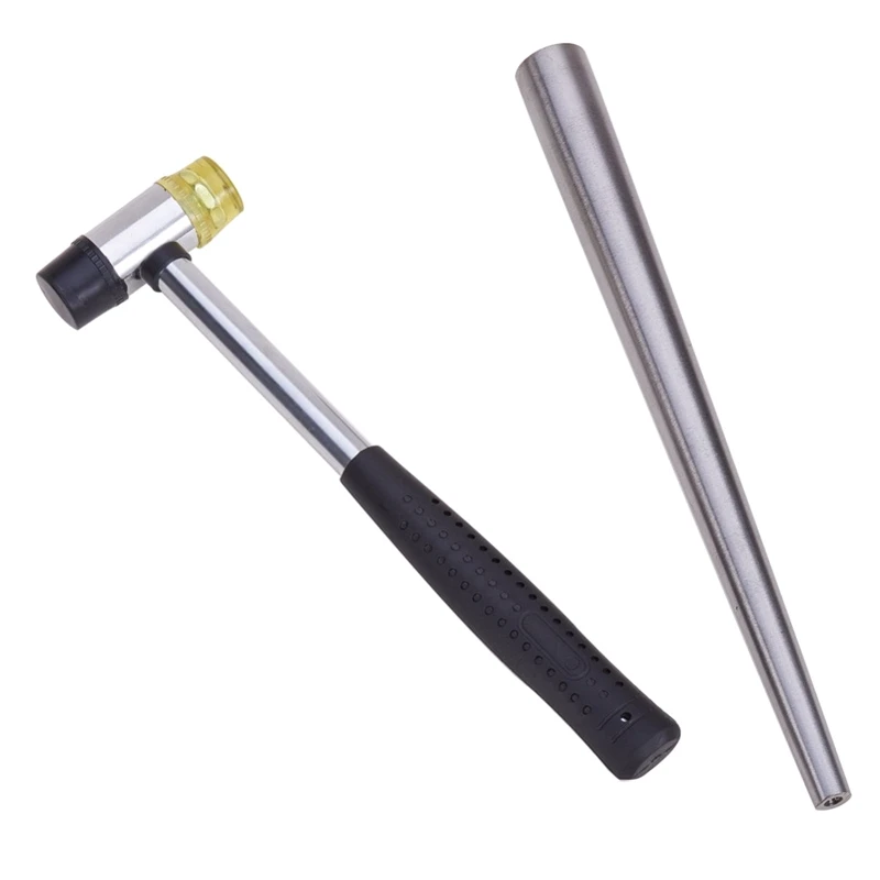 HLZS-2Pcs/набор ювелирных изделий, оборудование, железное кольцо, увеличитель, палка, оправка, размер, устанавливается, двухсторонняя резиновая стальная ручка, молоток
