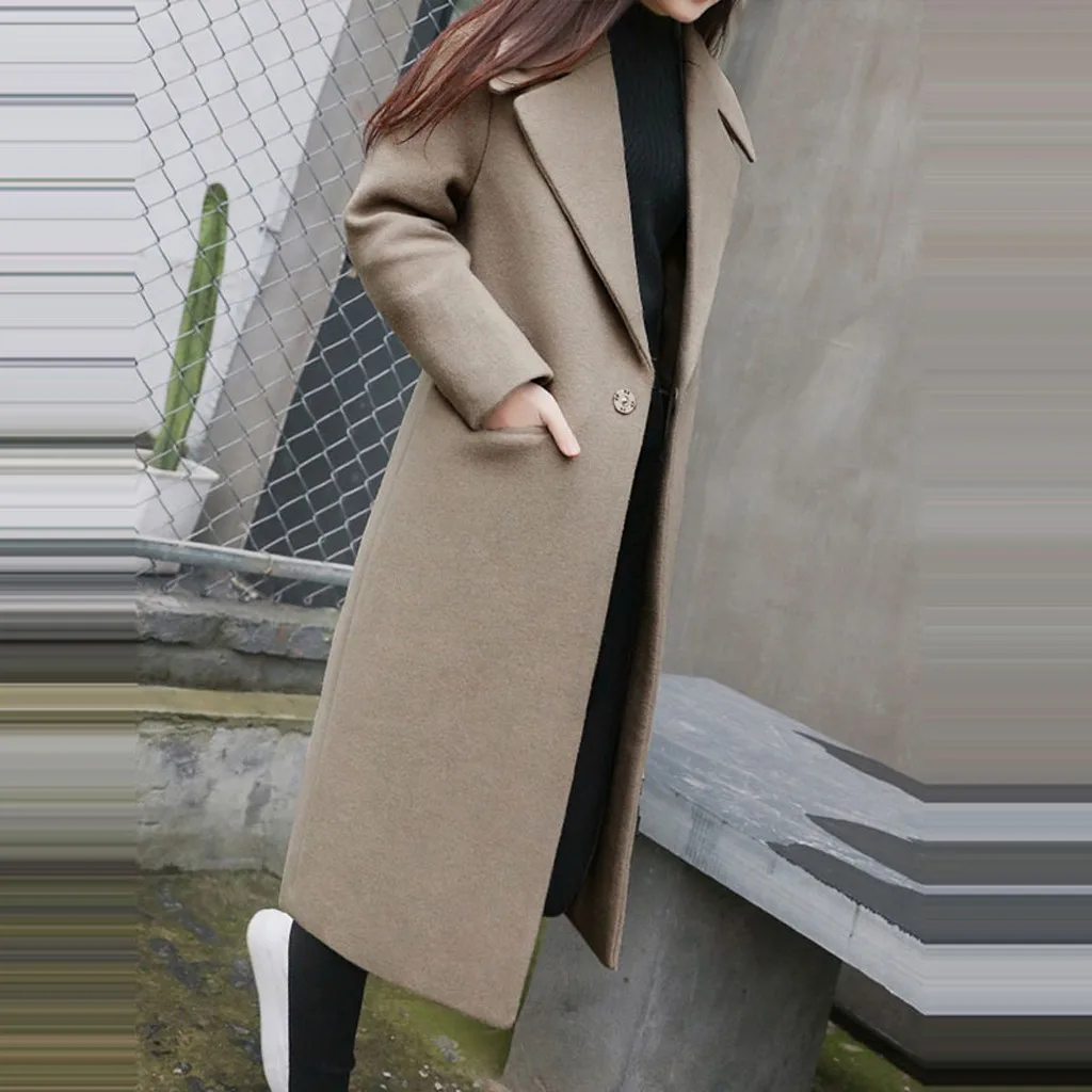 Осень-зима Новинка модные женские туфли Шерстяное пальто тонкая куртка с длинными рукавами офисные костюм Для женщин однотонные Винтаж шерстяное пальто#1022