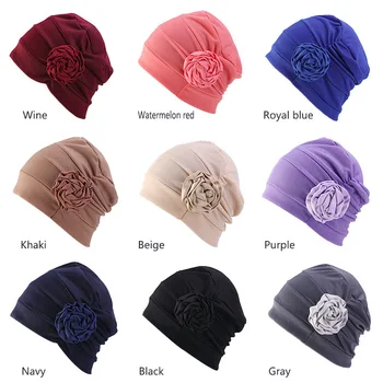 

Flower Shape Turban Hair Caps Beanie Women Chemo Cap Sleeping Night Bonnet Girl Hair Styling Accessories
