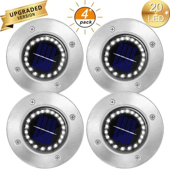 

4Pack 20 LED Solar Garden Lights Ground Lights Waterproof Light Underground Sensing Landscape Lights for Lawn Pathway