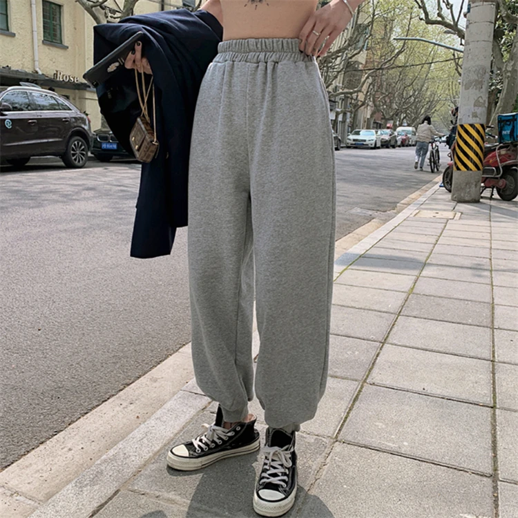 

Summer Women Pants Loose Wild Trousers High Elastic Waist Casual Pockets Sweat Sports joggers Harem Thin w058