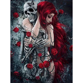 

5D Diamond Painting Full Round "Girl&Skeleton" Picture Of Rhinestones Embroidery Sale Diamond Mosaic Cross Stitch Home Decor