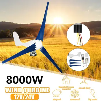 

8000W Wind Turbines Generator 12V/24V 3 Blades Horizontal Wind Generator With Controller Windmill Energy Turbines Charge