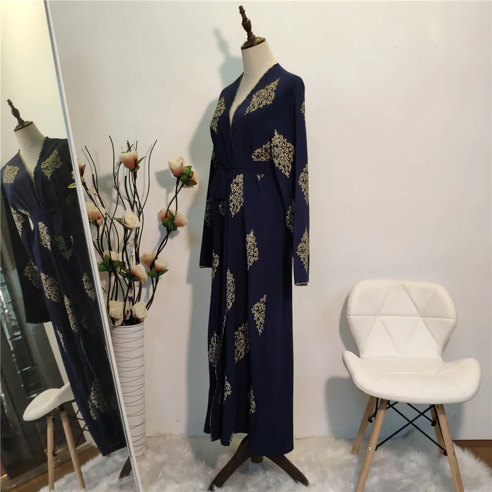 Расшитое блестками длинное Открытое Спереди турецкое кимоно абайя Катар ОАЭ Турция Пакистан марокканский кафтан платье мусульманское плюс размер