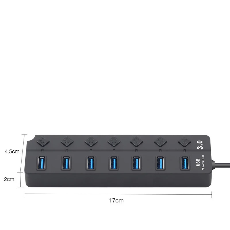 Usb-хаб 3,0 высокоскоростной 7 порт USB 3,0 концентратор разветвитель вкл/выкл переключатель для MacBook ноутбук ПК Компьютерные аксессуары