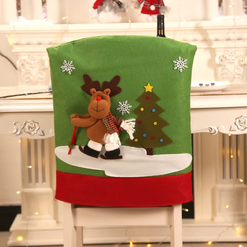 Рождественское покрытие для стула, обеденный стол, Санта Клаус, снеговик, красная крышка для стула, задняя крышка для стула, Рождественское украшение, стол, новогодний декор, товары - Цвет: B3