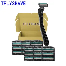 TFLYSHAVE 3 Layers Steel High Quality Men Replaceable Rotatable Sharp Face Care Classical 1 Holder 18 Blades Private Facial