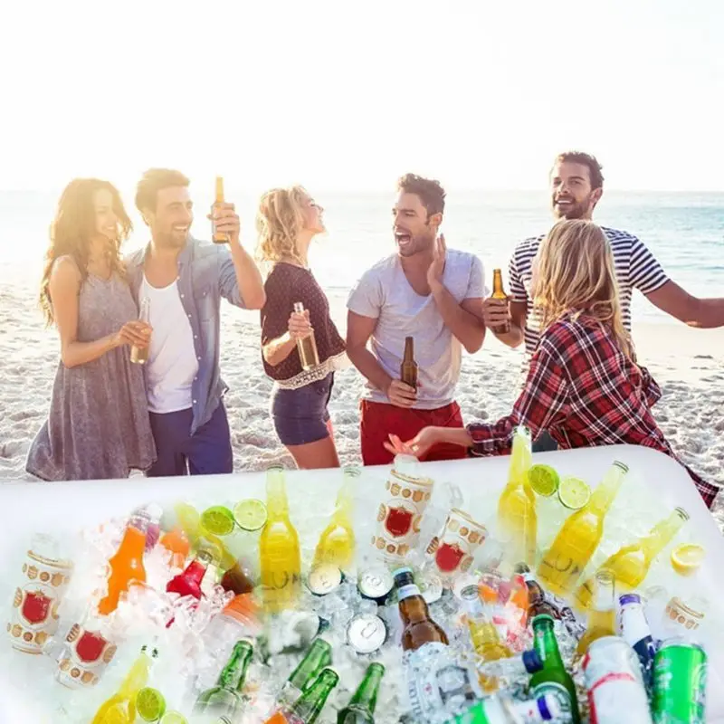 White Inflatable Ice Trough Durable PVC Water Entertainment Salad Plate Stand Outdoor Ice Bucket Bar Tools and Glass Wine Bottle