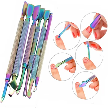 

6PCS Dual-end Stainless Steel Nail Cuticle Pusher Spoon Remover Trimmer Dead Skin Manicure Pedicure Cleaner Nail Tool