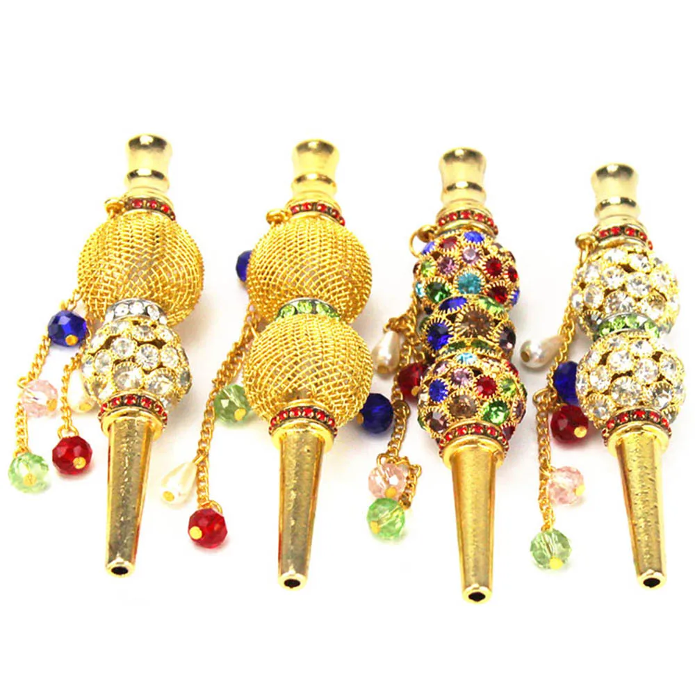Hookah Mouthpieces Metal Hookah Mouthpiece with Crystal Reusable Mouth Tips Narguile Chicha Cachimbas Water Pipe Crystal Hookah Shisha Mouthpieces