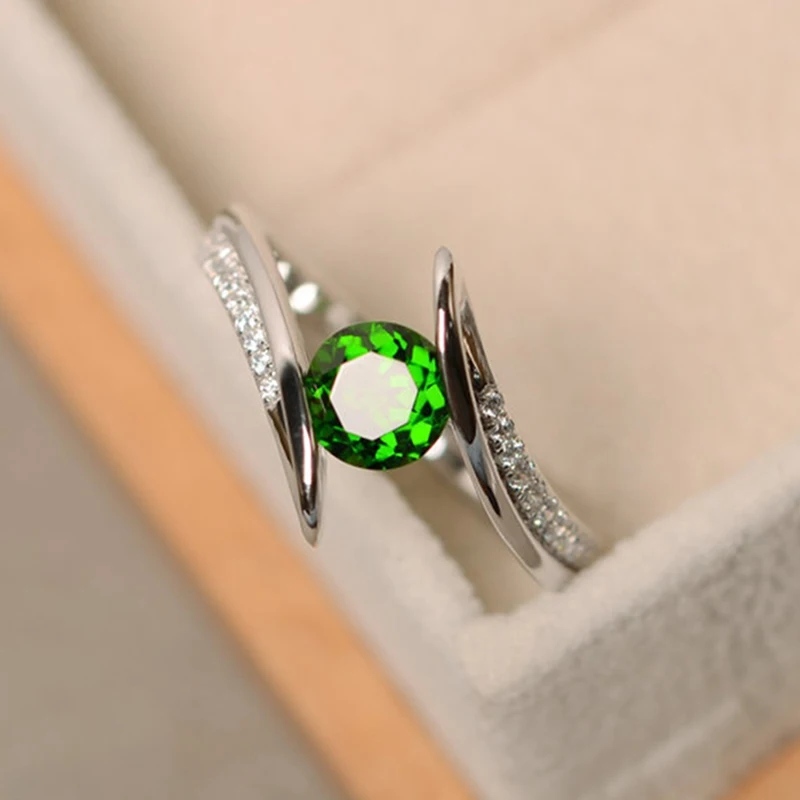 Милое женское зеленое фиолетовое кольцо из циркона, роскошная мода, заполненное серебром, ювелирные изделия в стиле бохо, винтажные Свадебные Кольца для женщин