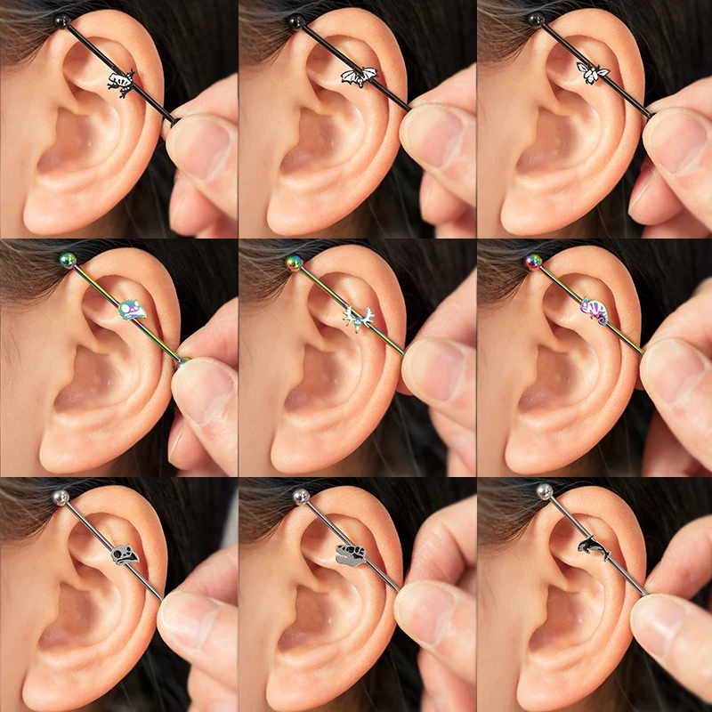 Industrial Piercing Men Multiple Earrings 1PC 14G Surgical Steel