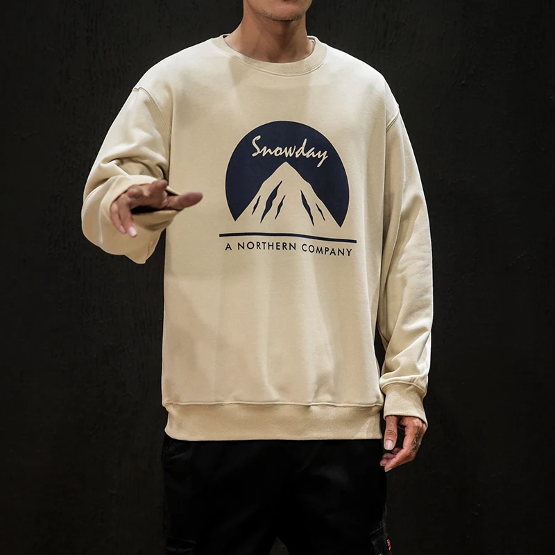 

2019 Men's Spring And Autumn New Casual Pattern Printing Long-sleeved Round Neck Hoodies Loose Temperament Trend Cotton