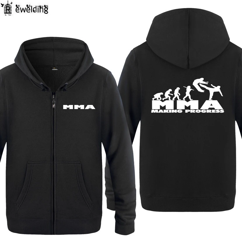 Sudadera con capucha y cremallera para hombre, prenda deportiva de manga larga con estampado de MMA, Muay chándal de gran tamaño para Fitness| Sudaderas con capucha y sudaderas| - AliExpress