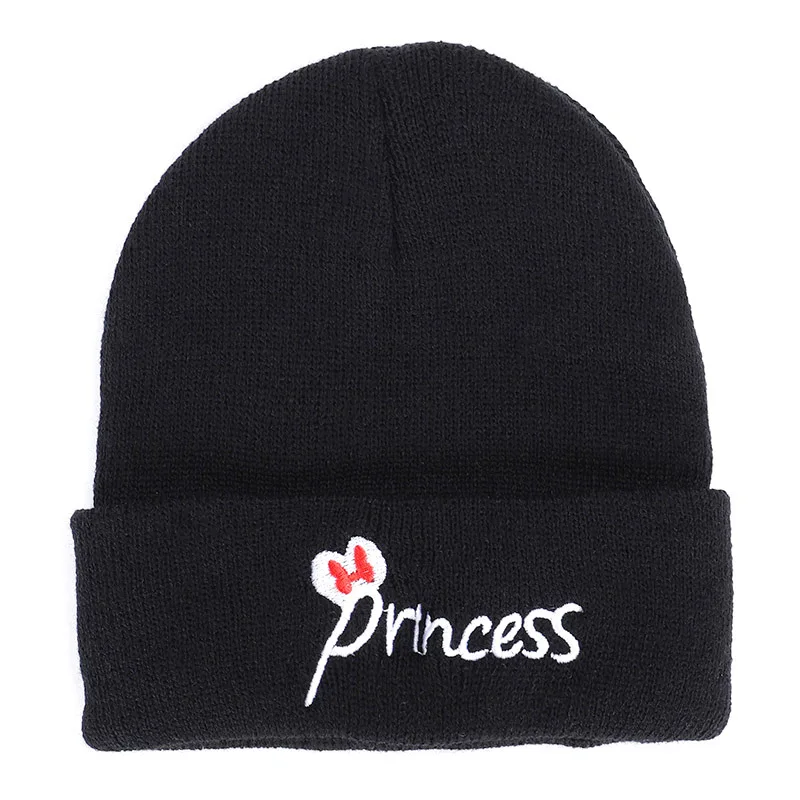 prince princess embroidered children hat autumn winter hats warm knitted baby boy girl  fashion toddler kids cap