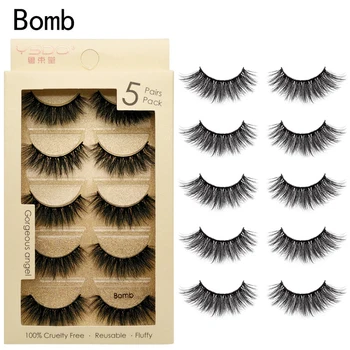

5 double mink eyelashes natural long false eyelashes extended handmade volume 3D eyelash makeup artificial eyelash cilia