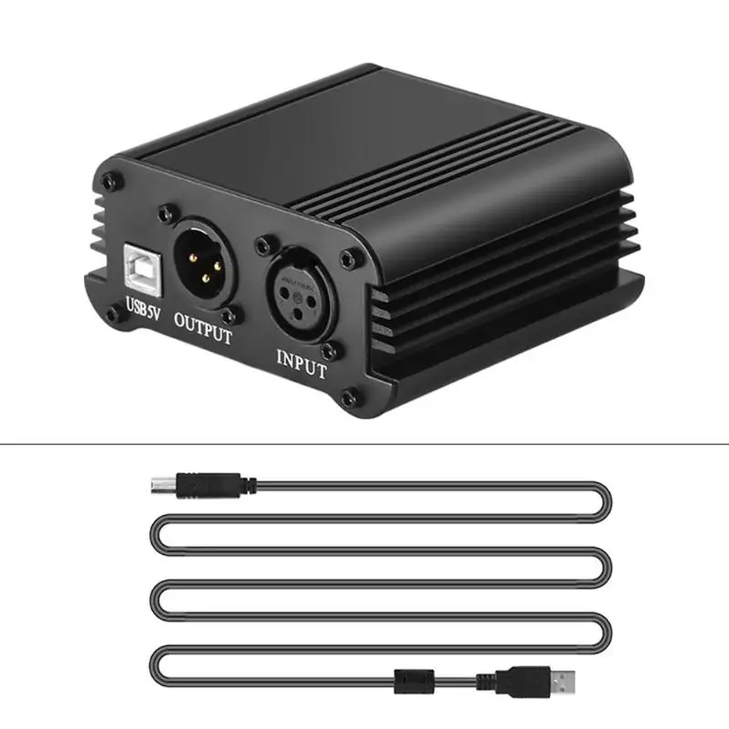 USB Channel 48V Phantom Power Supply USB Power Adapter XLR Audio Cable for Micro Condenser Microphone Recording Equipment