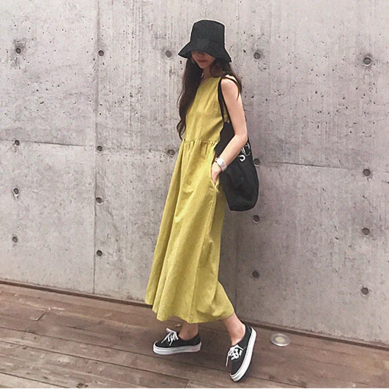 Johnature New Casual Japanese Plus Size Linen Sleeveless Ankle-length Women Jumpsuits 2020 Summer 3 Colors Pockets Playsuits
