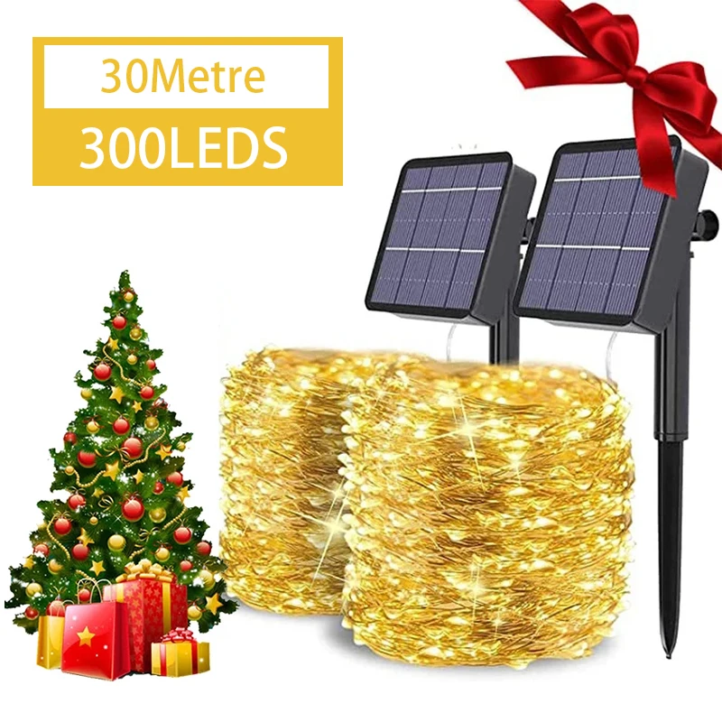

Ins style Christmas waterproof decoration solar lights string tree landscape lights party bedroom outdoor atmosphere lights