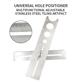 

Multi-Functional Stainless Steel Ceramic Tile Hole Locator Ruler Adjustable Punching Hand Tool for House Decorated Work