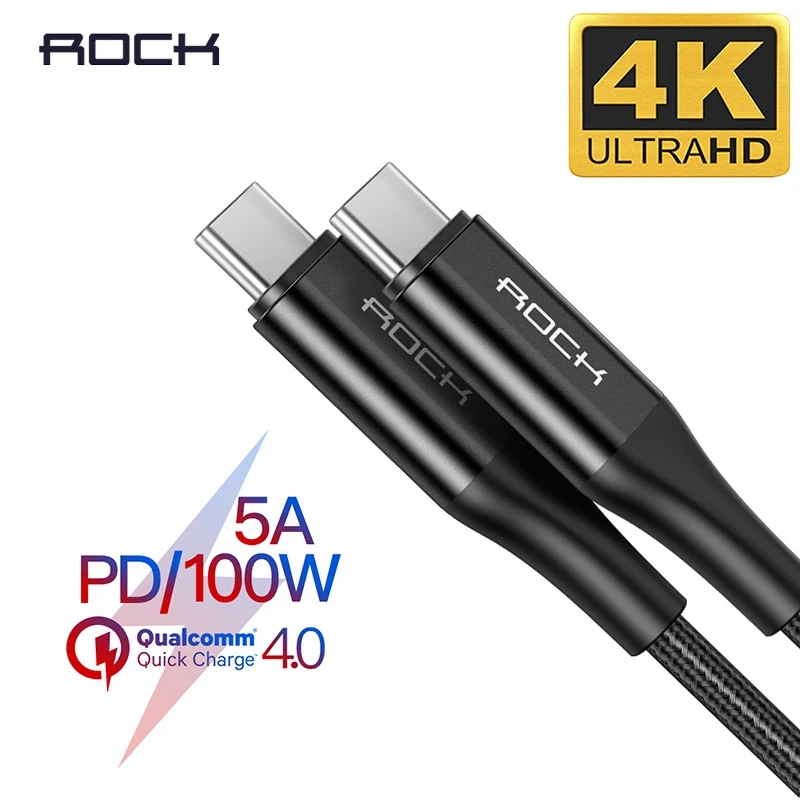 Кабель ROCK USB 3 1 Type C к для Samsung S10 S9 Huawei P30 P20 PD Quick Charge3.0 5A кабель быстрой зарядки MacBook