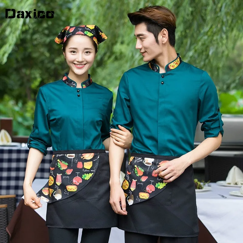 

Western Restaurant Waiter Uniform Men Cafe Food Service Overalls Long Sleeve Women Coffe Shop Waintress Uniform Chef Jacket