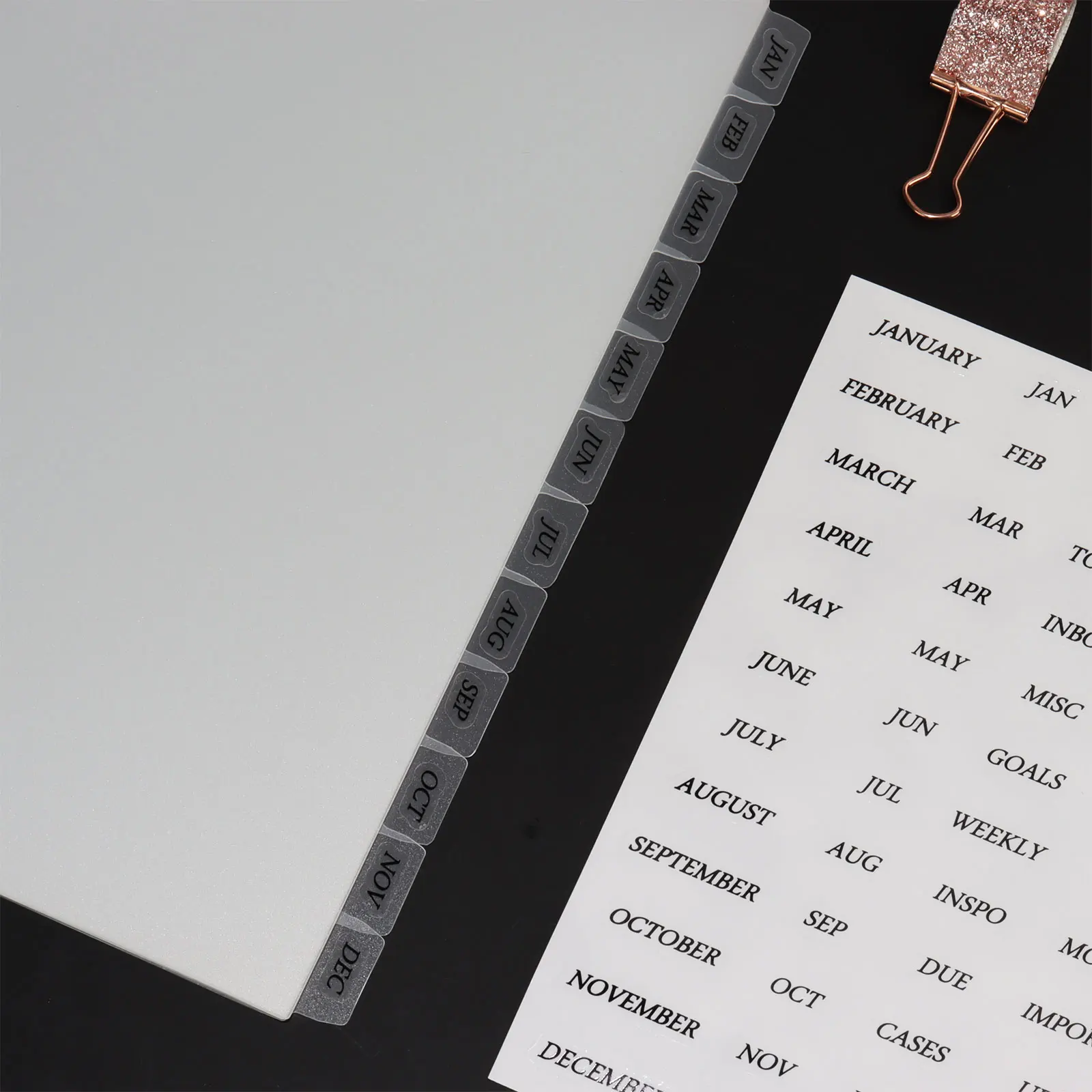 6 Hole A5 Dividers Tabs 12pcs Plain White A5 Plastic Tab Dividers Monthly Planner Clear