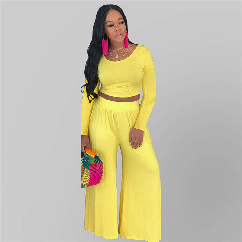 

New Fashion Women Sexy Hot Summer Clothes Sets Casual Crop Top Long Pants Set Two Piece Outfits Jumpsuit Playsuit