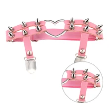 Женское сексуальное эластичное кожаное кольцо на ногу, подвязка, ремень в стиле панк, сердце, заклепки, облегающее кольцо, панк, готика, кожаный ремень, регулируемый