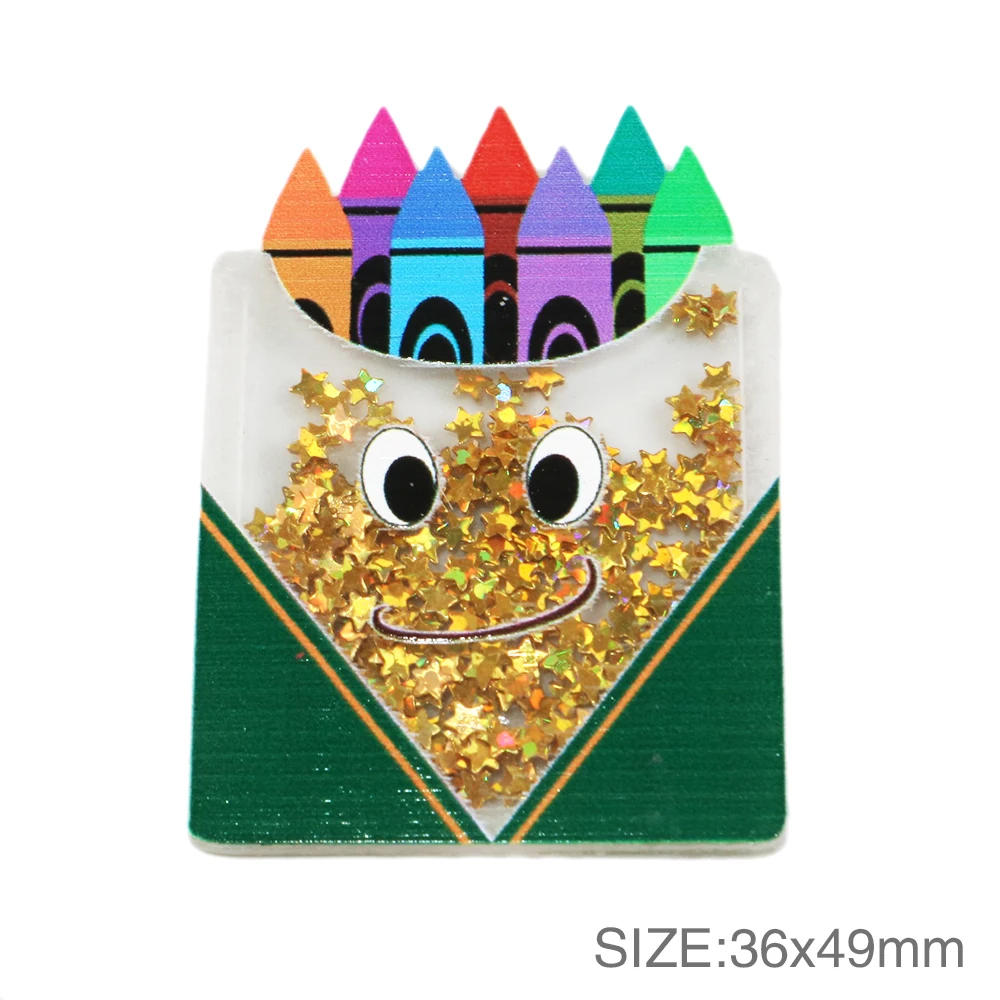 

New 50mm Back to School Transparent Plastic Resin with Flowing Sequins DIY Make Hair Clip Craft Handmade Phone Decor,5Yc7460
