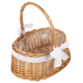 

1pc Home Portable Basket Handmade Woven Basket Lace Storage Flower Basket