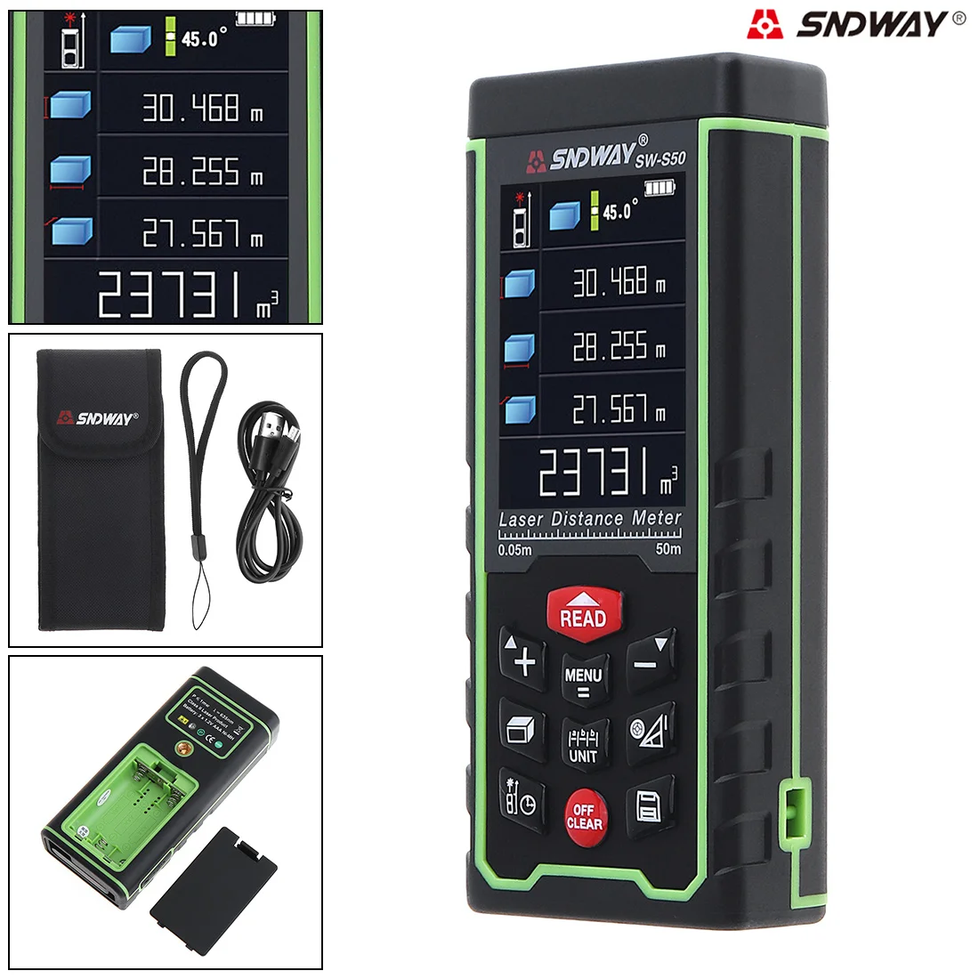 

50M Portable Multi-function Laser Distance Meter with Lofting Function/Universal Horizontal Bubble Function Computer Connection