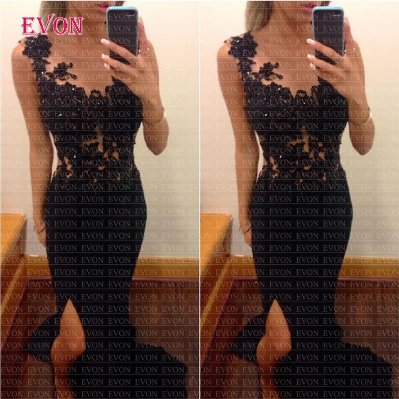 Vestido De Fiesta Lagos Elegantes De gala, черная Русалка, выпускные платья, Длинные, на заказ, с разрезом, с аппликацией, вечерние платья - Цвет: Черный