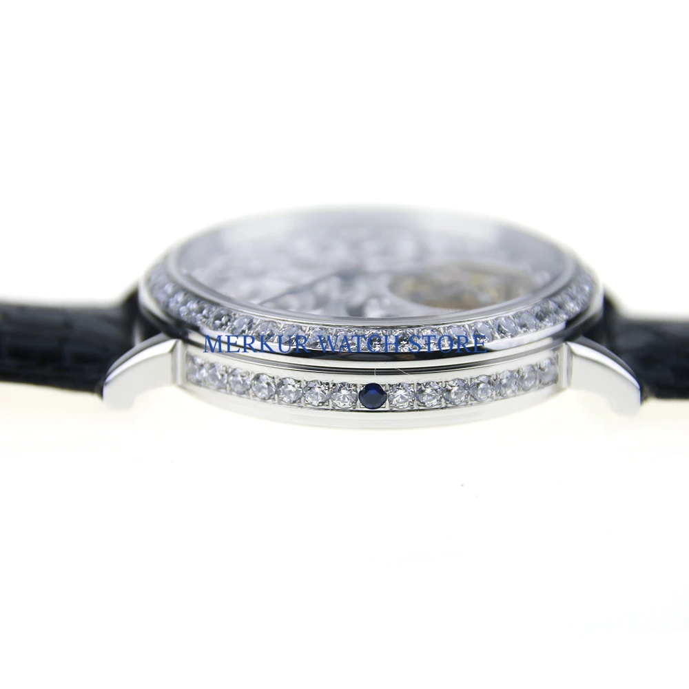 Sugess мужские часы Летающая Механическая Чайка ST8000K Tourbillon движение Skelenton Роскошный Полный Кристалл платье
