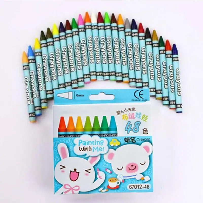 С рисунком из мультфильма Аниме Crayon 8/12/24/48/64 Цвет картина товары для рукоделия Цвет нетоксичный гладким шелковым пастели для рисования подарочный набор детских школьных принадлежностей