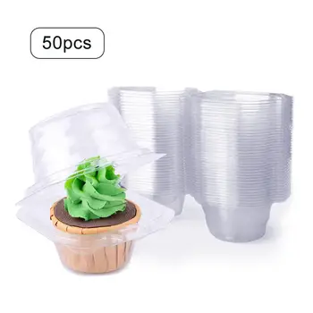 

50pcs Cupcake Boxes And Packaging Transparant Clear Cake Box Disposable Rectangle Cake Box Fruit Dessert Sushi Roll Bread Box