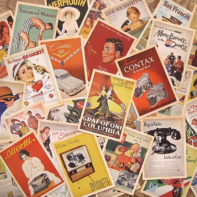 

32X Retro Advertising Postcards Vintage Style Multi-Color Stiff-Paper 10x14cm