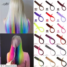 Xuanguang cor reta longa extensao do cabelo sintético colorido grampo de cabelo menina natural arco-RIS cabelo