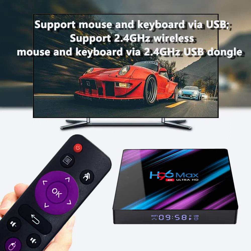 Smart tv box android tv Ip tv box H96 max 3318 2g 16g Android 9 box tv android box 2gb RK3318 четырехъядерный Google language assistant